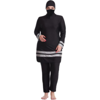 Burkini Imprimé Une Pièce Étanche Coupe Haute pour Femme, Maillot de Bain Islamique Modeste à Coupe Classique