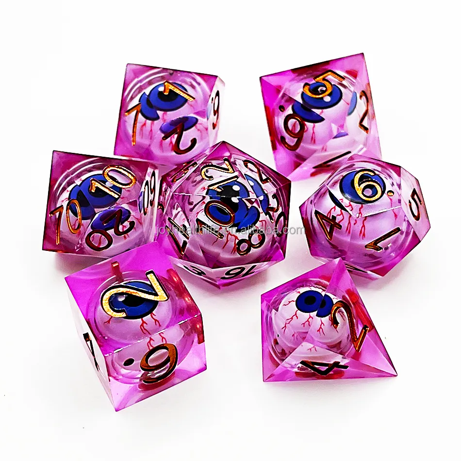 Benutzer definierte Dnd Würfel Set D & d Rpg D20 Polyed rische Mathematik Brettspiel Scharf kantige Würfel Liquid Core Heart Filled Razor Hand gefertigt