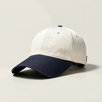 Fabricant OEM ODM de casquettes de baseball personnalisées, style vintage délavé, bicolore crème et marine, 6 panneaux, unisexe, réglable, vente en gros
