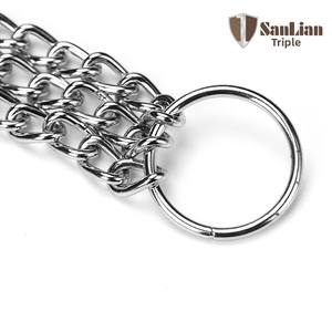 Pujiang Sanlian Material de metal resistente y duradero Cuello de perro Cadena de tres capas Gargantilla de cuello de cuña para perro grande - Product Image 5