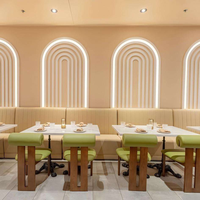 Ensemble de canapés et table en bois massif pour restaurant commercial moderne, design complet, fabrication OEM JP