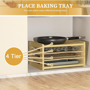 Bamboo <b>Kitchen</b> Storage <b>Rack</b> 4 Tier Organizer Multipurpose Eco Friendly For Home <b>Kitchens</b> - Product Image 4