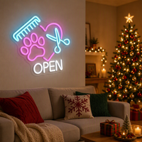 Enseigne néon LED 3D en acrylique personnalisable OEM ODM pour salon de toilettage d'animaux, décoration murale de magasin ou de maison