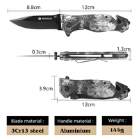 Vente chaude en gros de Chine, couteau de poche EDC OEM en acier inoxydable 3Cr13 à pointe tombante, manche en aluminium, pliable, imprimé en 3D, pour la chasse et le camping