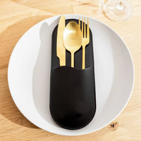 Sac de rangement pour couverts en cuir PU, sac pour fourchettes, couteaux et ustensiles de restaurant, étui pour couverts de camping