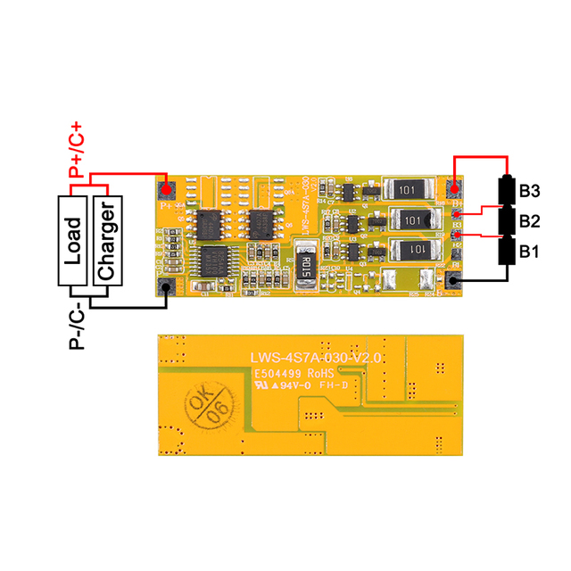 LWS Smart Battery Management System 3S 4A-7A 10.8V 11.1V Li-ion BMS for EV