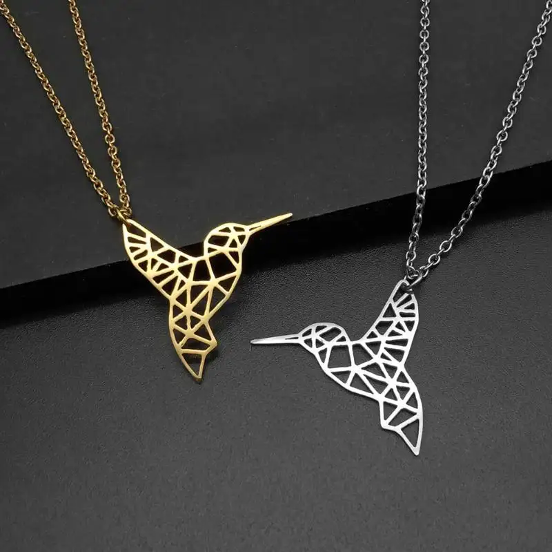 Hot selling Stainless steel ladies elegant fashion bird Hummingbird necklace pendant jewelry