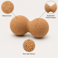 Boules de massage en liège massif Corlo HZMB30, diamètre 5-9,9 pouces, ensemble pour la thérapie par points de pression, écologiques, légères, yoga/pilates
