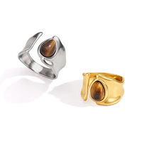 Bague en pierre œil de tigre, accessoires anti-ternissement pour femmes, mode européenne et américaine