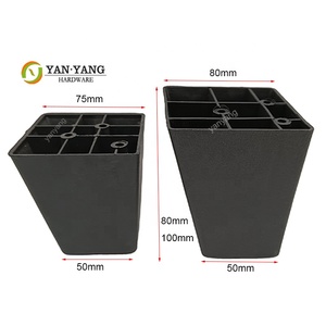 Yanyang High 80mm Furniture Bed Feet Contemporary Black <strong>Replacement</strong> PP square Plastic <strong>Legs</strong> <strong>for</strong> <strong>Sofa</strong> - Product Image 3