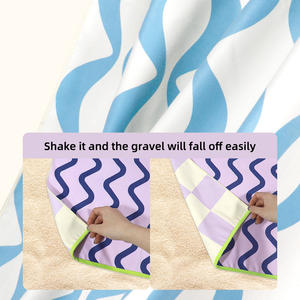 Toalla de Playa Redonda con Capucha para Niños, con Diseño de Personajes, Rayas Azules y Rosas en Relieve, con Logotipo Personalizado de Alta Calidad, con Cierre y Bolsillo - Product Image 5