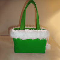 Vente en gros Sac fourre-tout cadeau de Noël personnalisé Sacs de Noël en peluche rouge en fausse fourrure