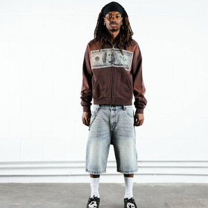 Y2K hommes rétro gothique Hip Hop <span class=keywords><strong>Style</strong></span> à capuche <span class=keywords><strong>Harajuku</strong></span> Dollar imprimé fermeture éclair sweat surdimensionné <span class=keywords><strong>Streetwear</strong></span> hiver numérique lâche - Product Image 6