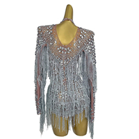 Combinaisons de soirée de créateur avec strass, tenue de festival pour femme, costume de danseuse pour spectacle de chanteuse en direct, body à franges