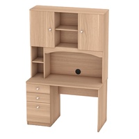 Bureau moderne en bois massif avec bibliothèque intégrée et chaise, design ergonomique compact pour salon et bureau à domicile