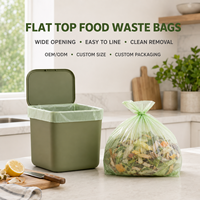 Sacs à déchets alimentaires à fond plat OEM ODM, vert pâle, pour poubelle de cuisine, sur mesure, épaisseur personnalisée, emballage marque privée