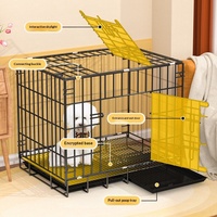 Cage pliable en fer pour animaux de compagnie, cage pour chien, niche pour chat, enclos métallique carré, respirant, utilisation en intérieur, plateau en plastique moderne