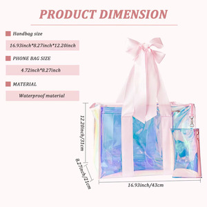 Óng ánh rõ ràng <span class=keywords><strong>ToTe</strong></span> Thời Trang đầy màu sắc PVC túi <span class=keywords><strong>x</strong></span>ách với Pouch Laser lớn trong suốt Túi mua sắm cho phụ nữ cô gái bãi biển sử dụng - Product Image 4