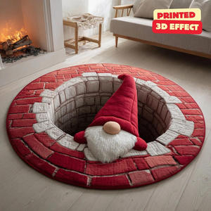 Tapis de sol rond en velours cristal 3D à motif visual, résistant aux taches et lavable, pour la maison - Collection Noël - Product Image 3