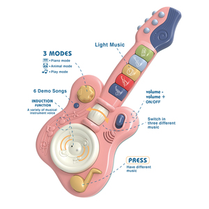 لعبة أطفال موسيقية تعليمية مبكرة ، غيتار إلكتروني مع ضوء - Product Image 4