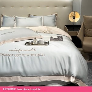Parure <span class=keywords><strong>de</strong></span> lit quatre pièces <span class=keywords><strong>haut</strong></span> <span class=keywords><strong>de</strong></span> <span class=keywords><strong>gamme</strong></span> en soie glacée, luxe léger, soyeuse et lisse, couleur unie, <span class=keywords><strong>draps</strong></span> <span class=keywords><strong>de</strong></span> luxe pour un sommeil optimal, drap-housse inclus - Product Image 2