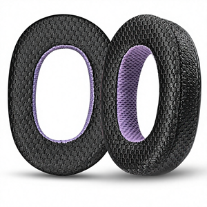 Coussinets d'oreille de remplacement en maille respirante Jomwag, mousse à mémoire de forme, simili cuir pour WH-1000XM2/MDR-1000X - Coussinets d'oreille confortables noir/violet - Product Image 1