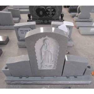 Stèles funéraires en granit blanc sculpté UNION STONE Mary avec ailes - Product Image 5