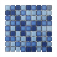 Mosaïque en verre givré pour piscine, tuiles en maille bleues, feuille de mosaïque décorative autocollante pour piscine, salle de bain, villa