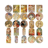 Artístico victoriano Euro Retro arte pintura Graffiti pegatinas vinilo estético Medieval calcomanía arte etiqueta para KraftBook Wish-botella