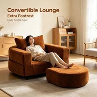 Canapé-lit moderne inclinable en tissu en forme de U, pliable, compressible, petit format, pour salon et balcon