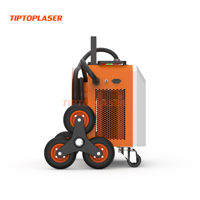 Nettoyeur laser à impulsions refroidi par air 500W avec valise trolley large et roues triangulaires, pour la rouille, l'acier au carbone, l'acier inoxydable et la pierre, démarrage à un bouton