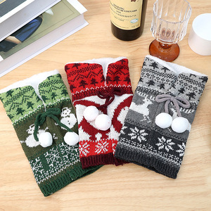 Nouvelle couverture de bouteille de vin de Noël: couverture de vin <span class=keywords><strong>rouge</strong></span> épaissie tricotée à pompon, couverture de vin décorative de Noël pour le restaurant - Product Image 3