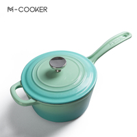 Mcooker casserole en fonte émaillée avec logo personnalisé pot à soupe au lait avec poignée