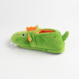 Fabrika satış ucuz fiyat ev ev terliği çocuklar çeşitli renkler sevimli kış kadife dinozor terlik erkek - Product Image 6