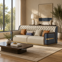 Chesterfield Echtleder-Sofa Luxuriöse Gepolsterte Couch Wohnzimmer-Möbelsets für Hotel- und Villenprojekte Komplettlösung