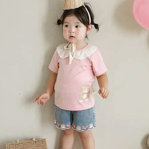 Personalizado 1-8T longitud de la rodilla bordado de dibujos animados niños pequeños pantalones cortos de mezclilla niña verano moda azul bebé niño niñas pantalones cortos - Product Image 3