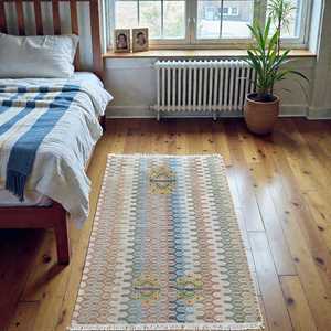 Tapis Oushak noué à la main, tapis Oushak turc pastel, tapis en laine d'aspect vintage, tapis tribal bohème neutre - Product Image 3