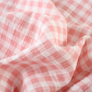 Set pigiama Plaid da donna semplice stile giapponese garza di <span class=keywords><strong>cotone</strong></span> a doppio strato leggero abbigliamento estivo per uso domestico - Product Image 4