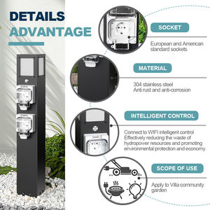 Lampadaire de <span class=keywords><strong>jardin</strong></span> intelligent sans fil en acier inoxydable avec double prise en charge étanche et durable pour lampadaire de <span class=keywords><strong>jardin</strong></span> extérieur - Product Image 3