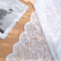 Voilage XinLan en dentelle ajourée à motif floral, bord festonné, passe-tringle, blanc, style vintage, pour fenêtre en baie, filtre de lumière