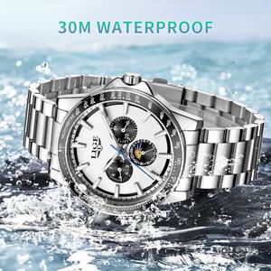 Montre à quartz multifonctionnelle à phases de lune en acier inoxydable étanche pour homme, alliage de luxe, 42 mm, OEM ODM - Product Image 4