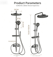 Panneau de douche thermostatique gris anthracite à grand débit, avec jets de pluie haute pression et jets corporels, ensemble de mitigeur de douche pour salle de bain d'hôtel