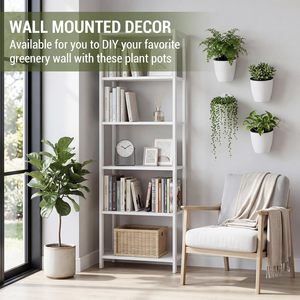 Vaso <span class=keywords><strong>da</strong></span> Fiori Moderno Bianco <span class=keywords><strong>in</strong></span> <span class=keywords><strong>Plastica</strong></span> <span class=keywords><strong>da</strong></span> 5 Pollici (circa 12,7 cm) con Sistema di Auto-Irrigazione, Piccolo Vaso <span class=keywords><strong>da</strong></span> Parete a Doppio Strato per Piante - Product Image 2