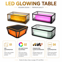 Ensemble de table haute de bar moderne à LED lumineuses, 7 couleurs, en acier inoxydable, pour discothèque, pub, karaoké, fête, événement