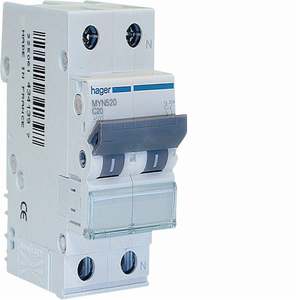 MYN520 ปรับแต่งได้ด้วย Hagers MCB 4500A 1P+N ค่ากระแส C 20A 2 โมดูล - Product Image 1