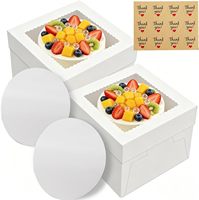 Boîte à gâteau pliable jetable avec fenêtre transparente, boîte d'emballage carrée en papier pour desserts et pâtisseries
