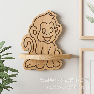 Wooden <b>Wall</b> <b>Mounted</b> Rack Cartoon Rabbit Shape Single Layer Storage <b>Shelf</b> For Easter Decoration - Product Image 2
