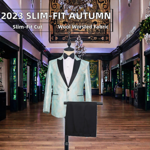 Nouvelle collection automne 2023 : Costume en laine coréen ajusté grande taille à simple boutonnage avec fermeture éclair pour mariage et performance chorale - Product Image 2