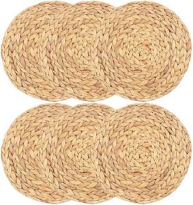 Napperons ronds tissés en jacinthe d'eau de luxe pour la maison et la cuisine dîner et ensemble de mariage - Product Image 2