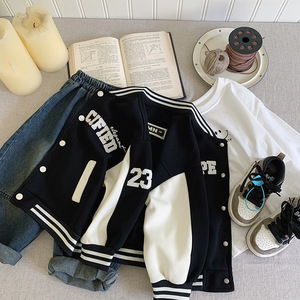 Nouvelle <span class=keywords><strong>veste</strong></span> de baseball décontractée à manches longues pour garçons, style universitaire, pour enfants de 2 à 12 ans, collection 2026 - Product Image 4